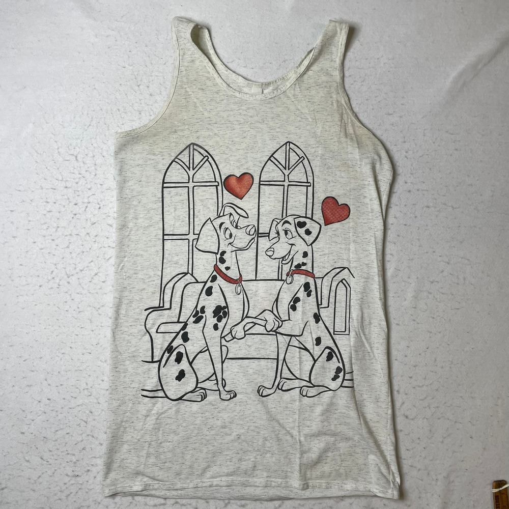 Vintage Disney 101 Dalmatians Tank Top Sleep Shirt L Gray Heather Graphic